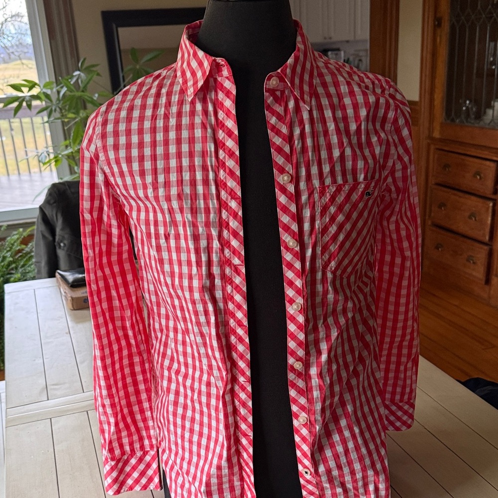 Vineyard Vines Red and White Checkered Shirt